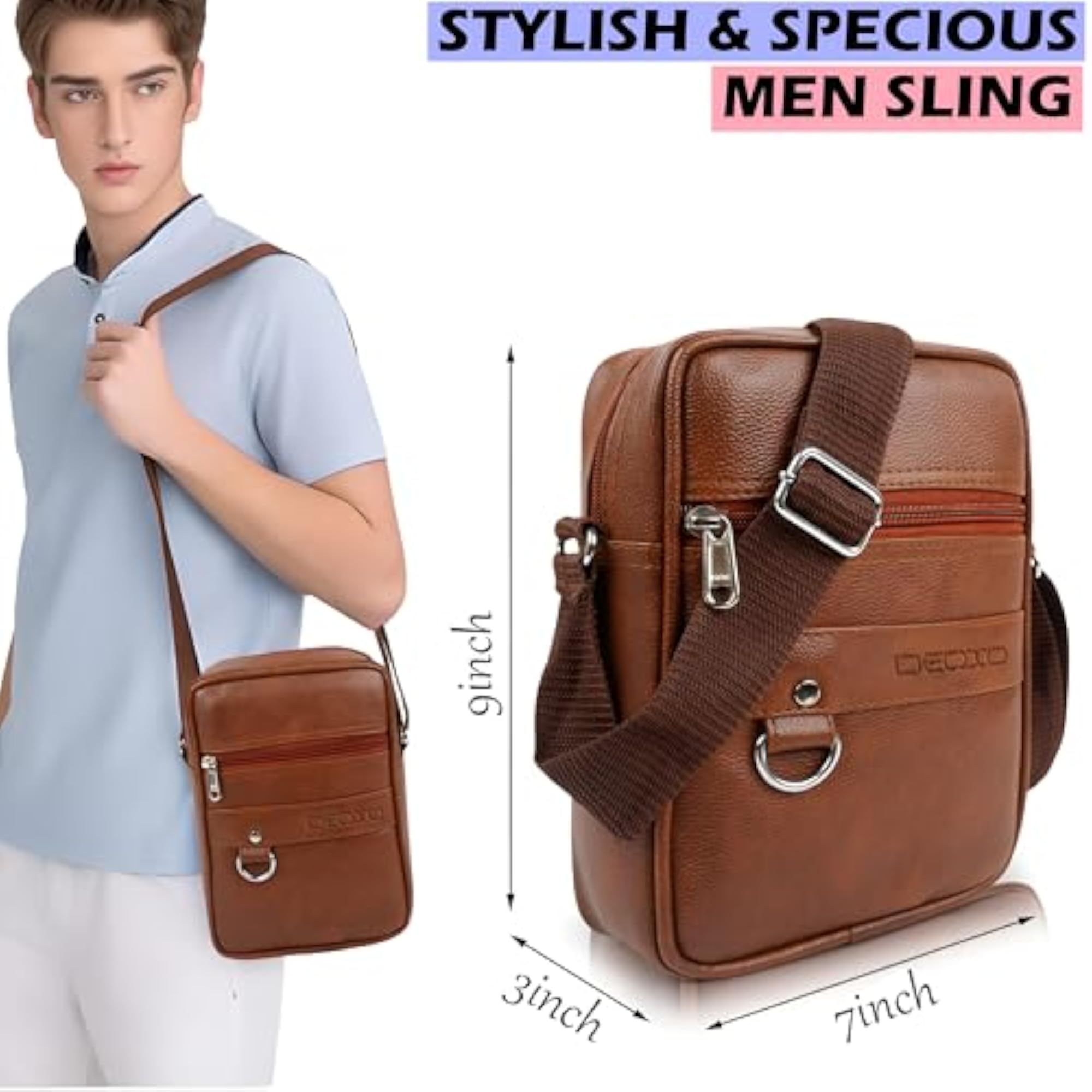 Leather Small Sling Bag for Men, Corporate Gift